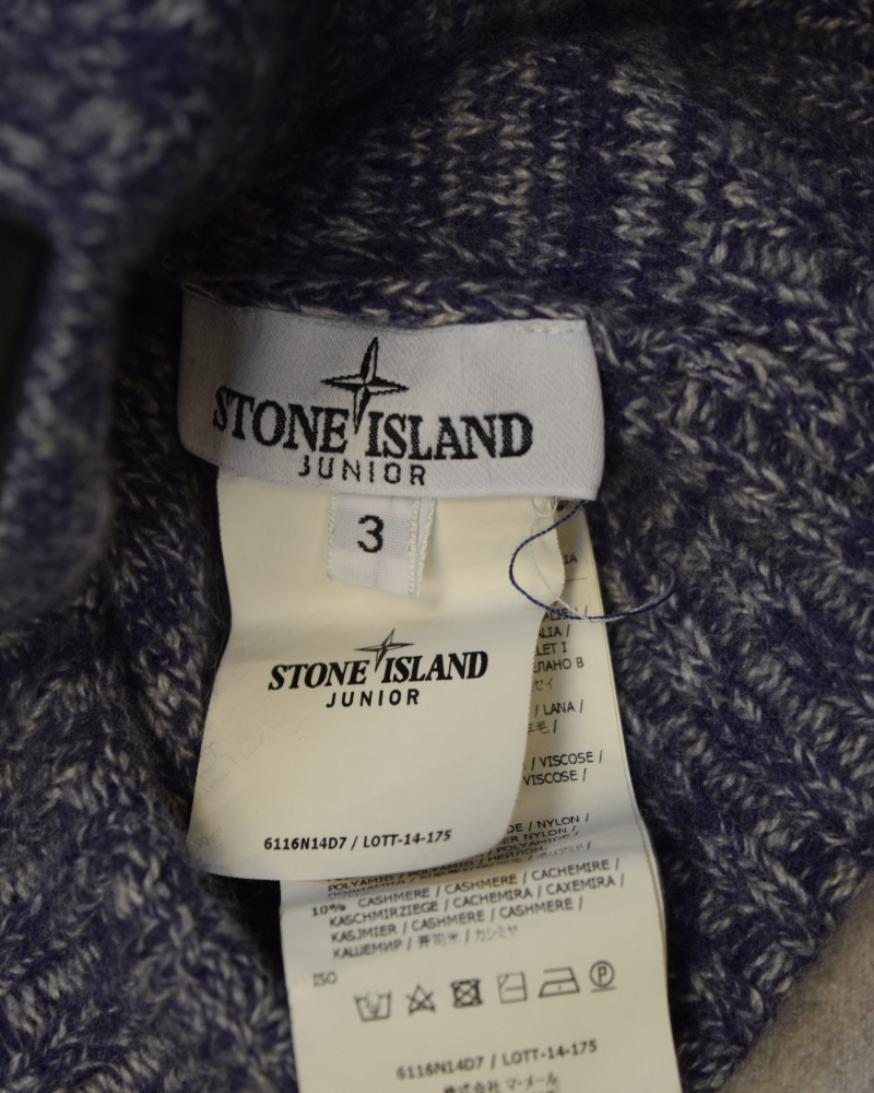 Stone Island Kids Knit Hat Blue detail view