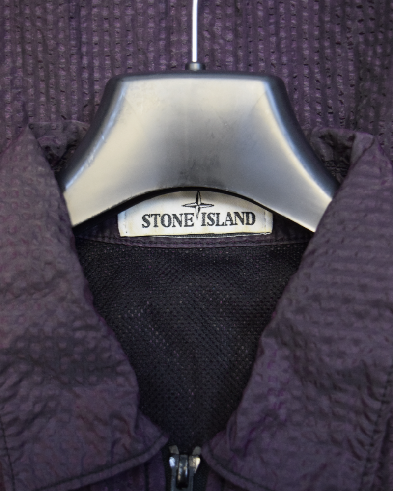 Stone Island Poly Colour Frame Nylon Metal Zipped Overshirt Purple detail view