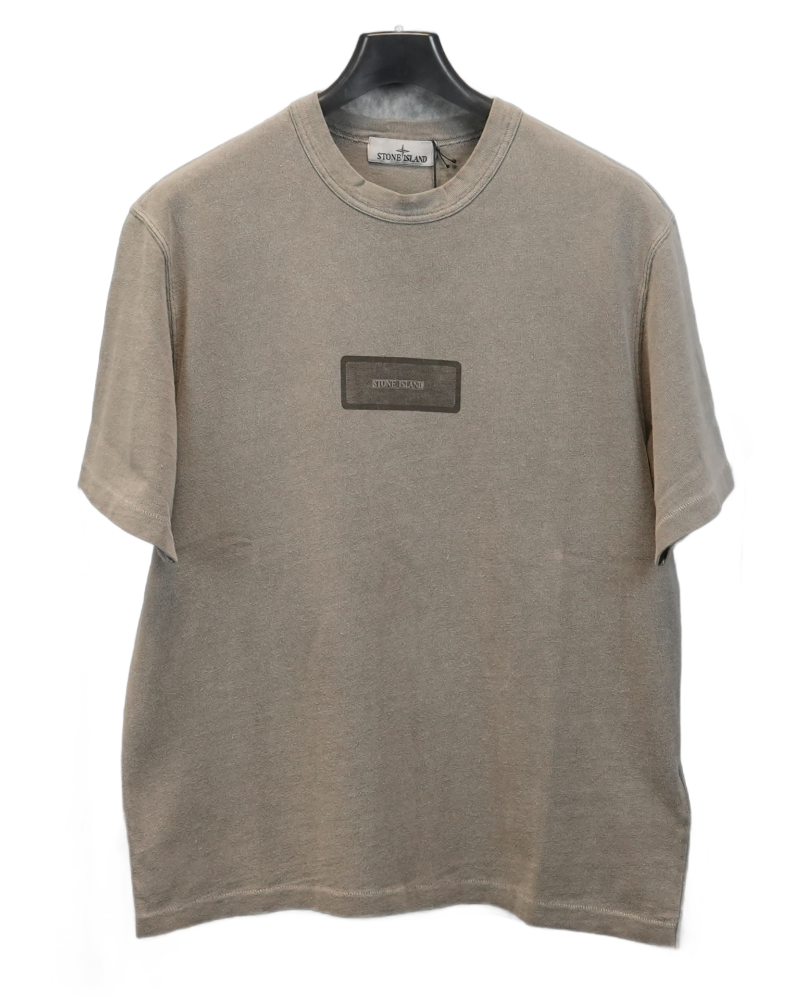 Mineral Dyed Heavy Cotton T-Shirt With Rectangular Print front view