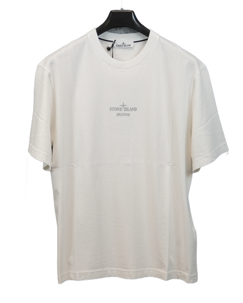 Stone Island Archivio Back Print T-Shirt white front view
