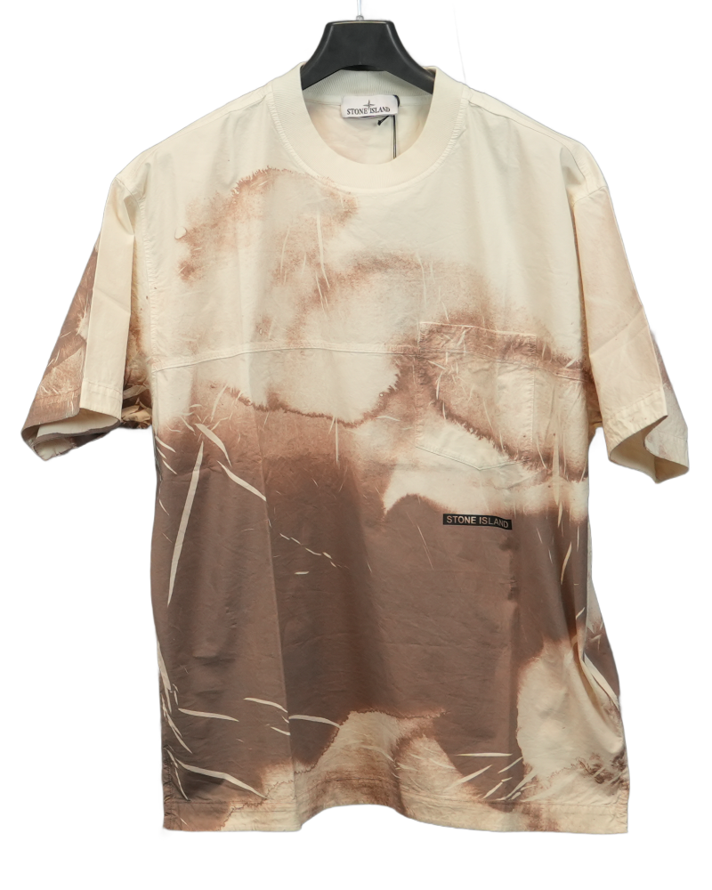 Stone Island Over Tie-Dye T-shirt Off white/Brown front view