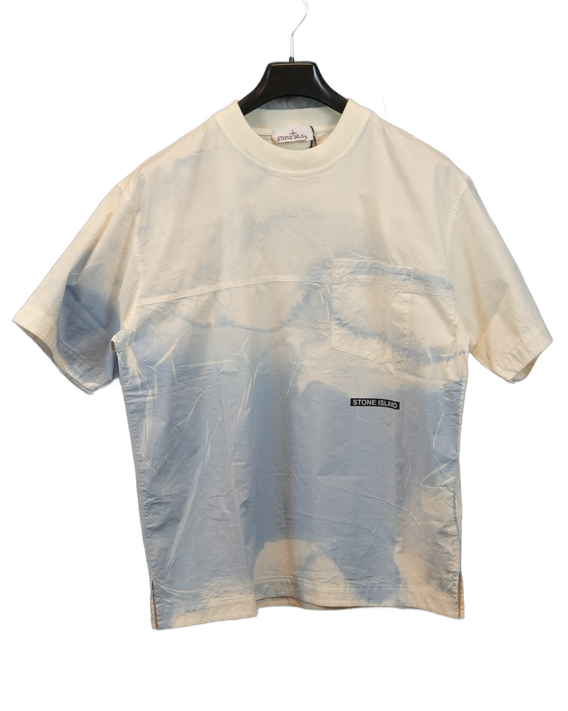 Stone Island Over Tie-Dye T-shirt Off white/Blue front view