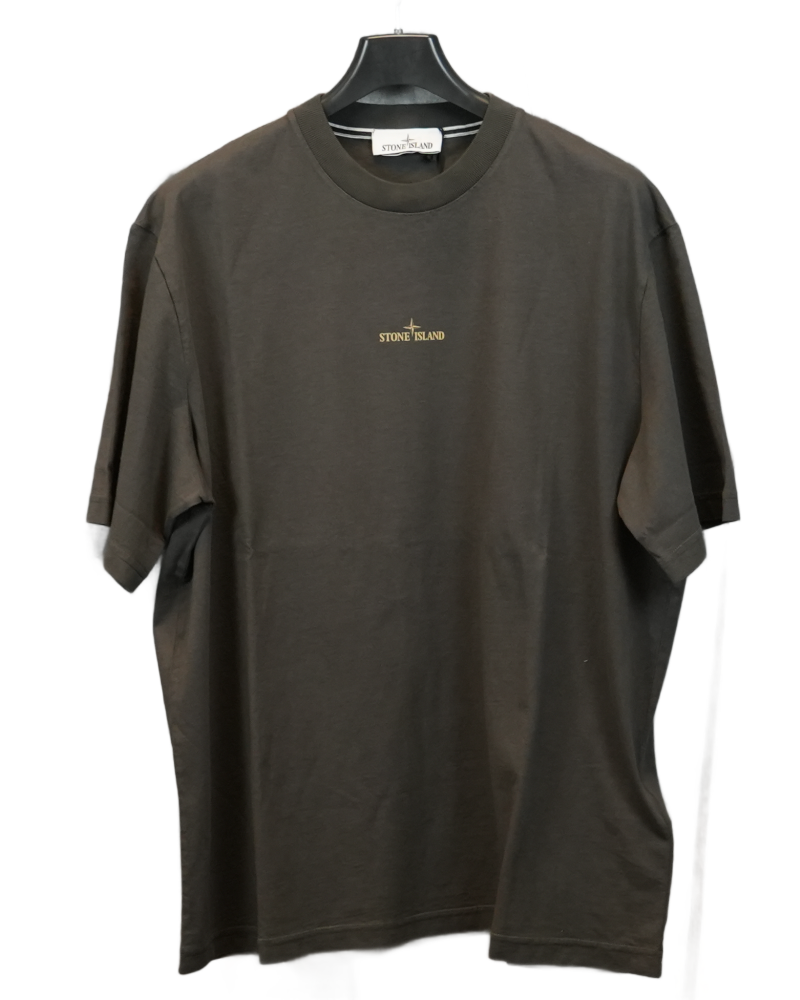 Stone Island Organic Cottom Back Compass Print T-Shirt Grey front view