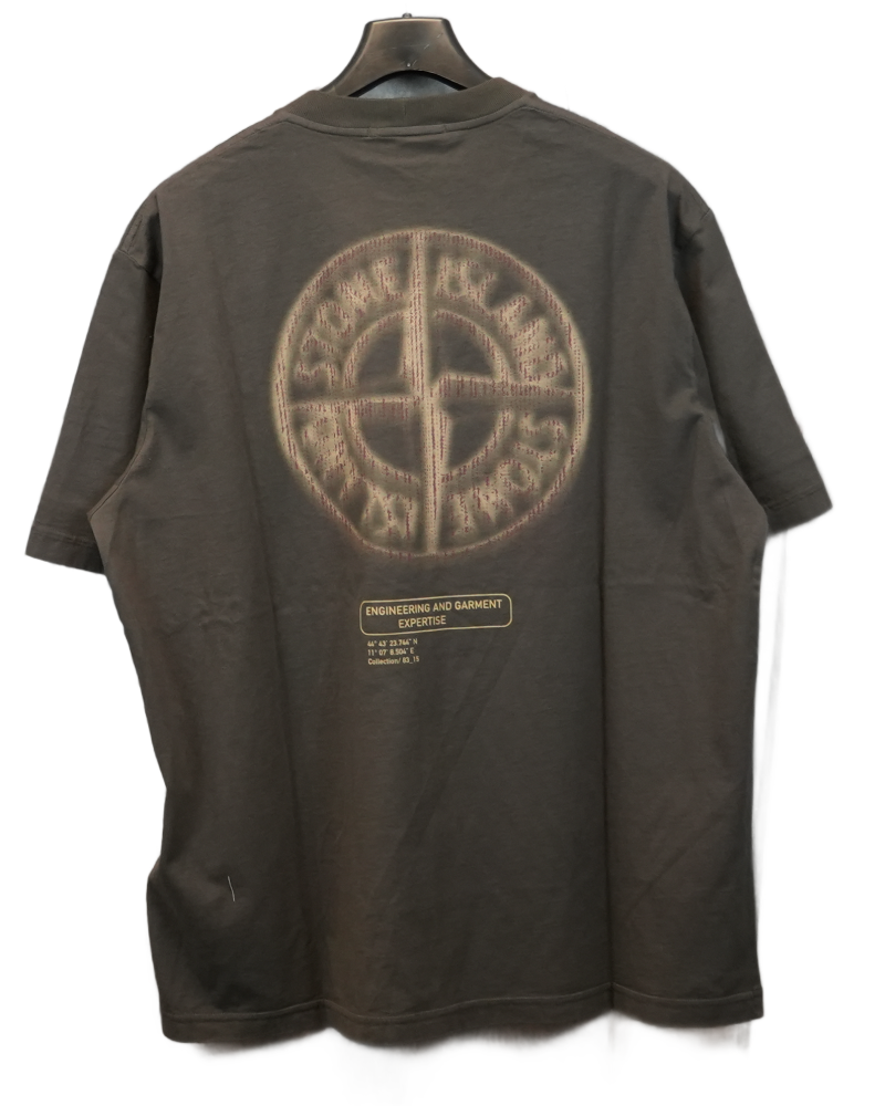 Stone Island Organic Cottom Back Compass Print T-Shirt Grey back view