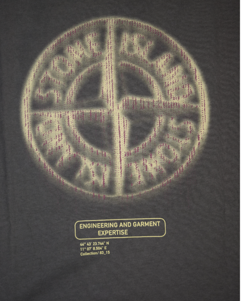 Stone Island Organic Cottom Back Compass Print T-Shirt Grey detail view