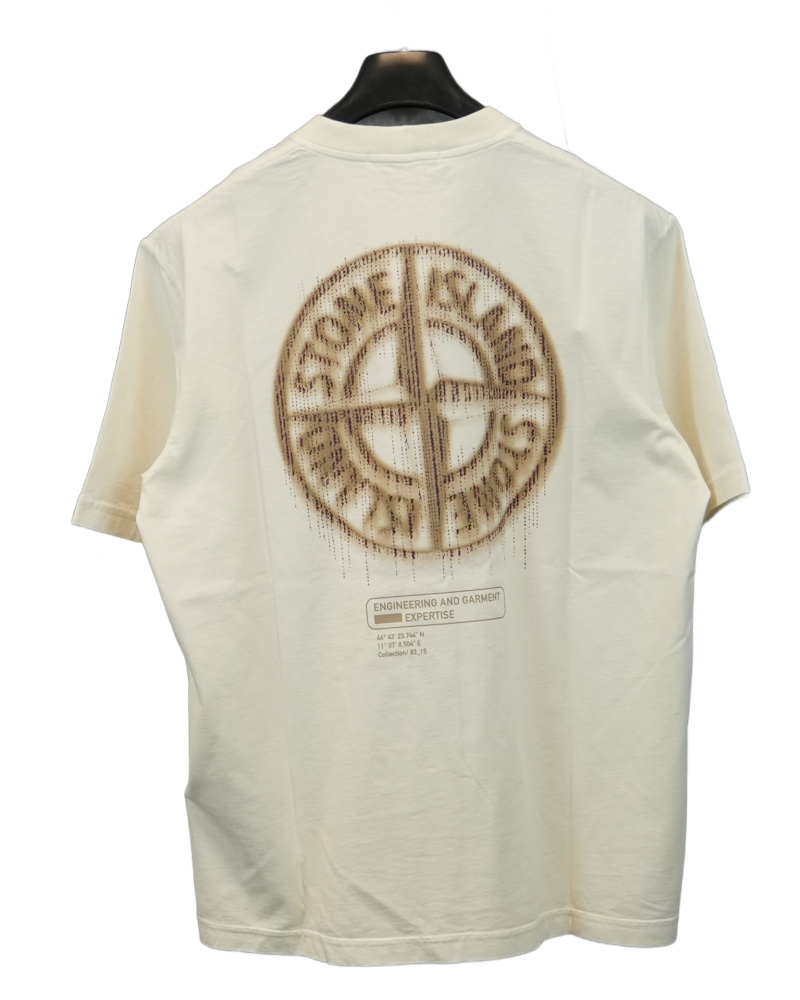 Stone Island Organic Cottom Back Compass Print T-Shirt Off white back view