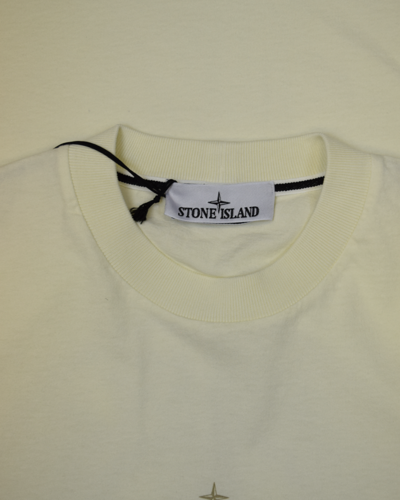 Stone Island Organic Cottom Back Compass Print T-Shirt Off white detail view