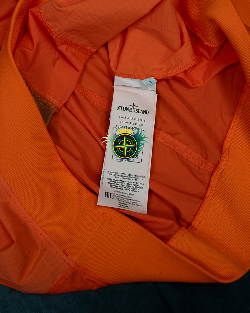 Stone Island Nylon Metal Ripstop Star Inlay Sweatshirt Orange