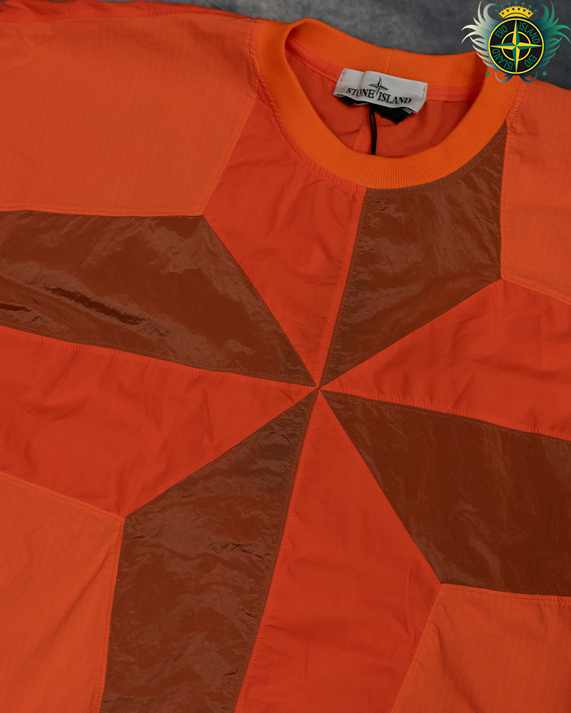 Stone Island Nylon Metal Ripstop Star Inlay Sweatshirt Orange