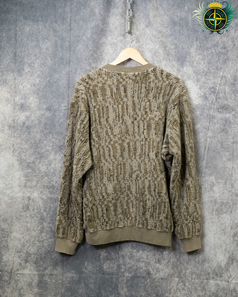 Stone Island Shadow Project Jacquard Teddy Fleece Sweatshirt Khaki - L