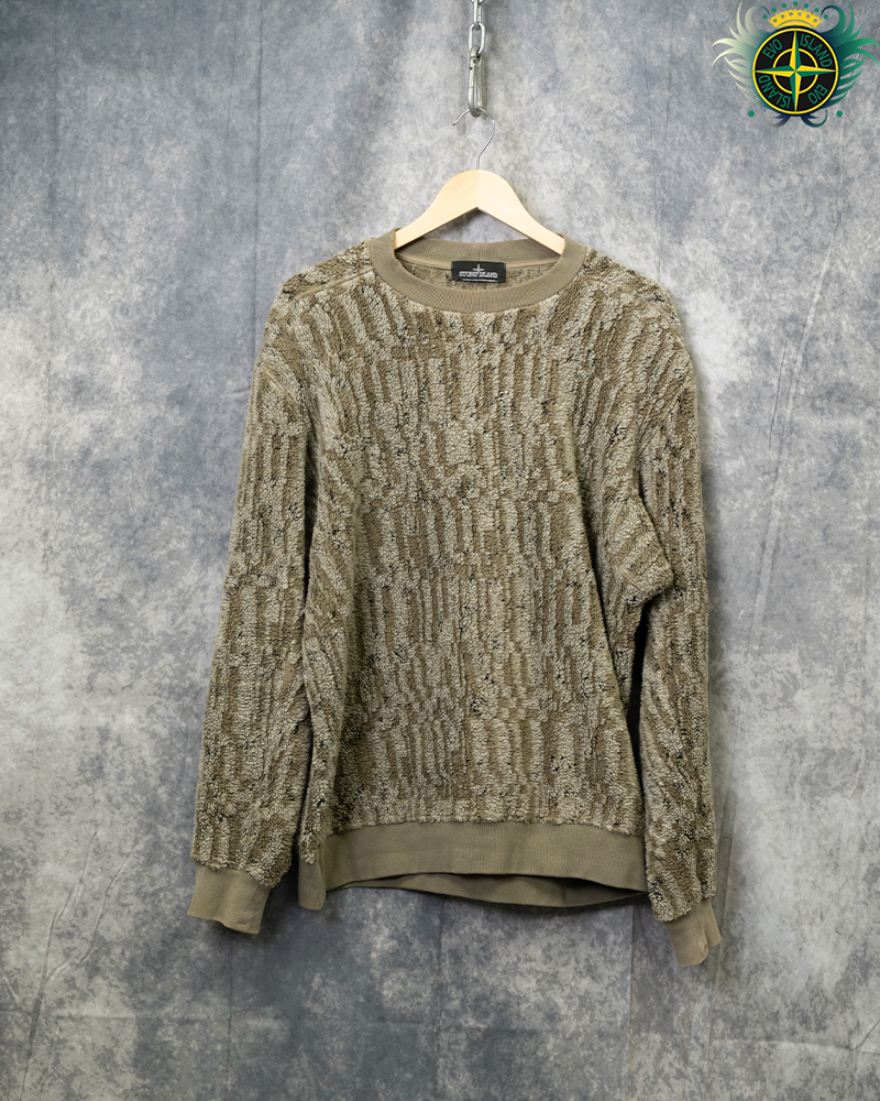 Stone Island Shadow Project Jacquard Teddy Fleece Sweatshirt Khaki - L