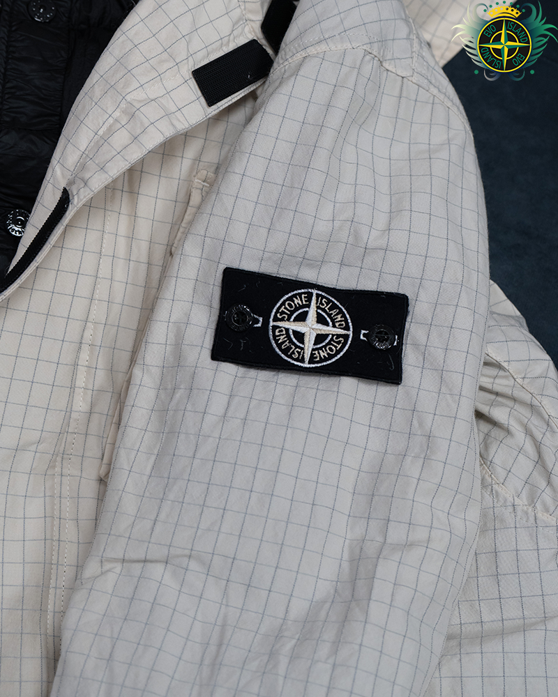 Stone Island Reflective Ripstop Chine Jacket Off White - L
