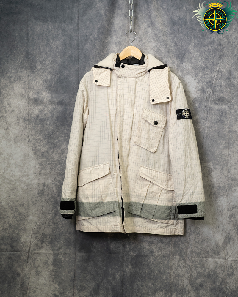 Stone Island Reflective Ripstop Chine Jacket Off White - L