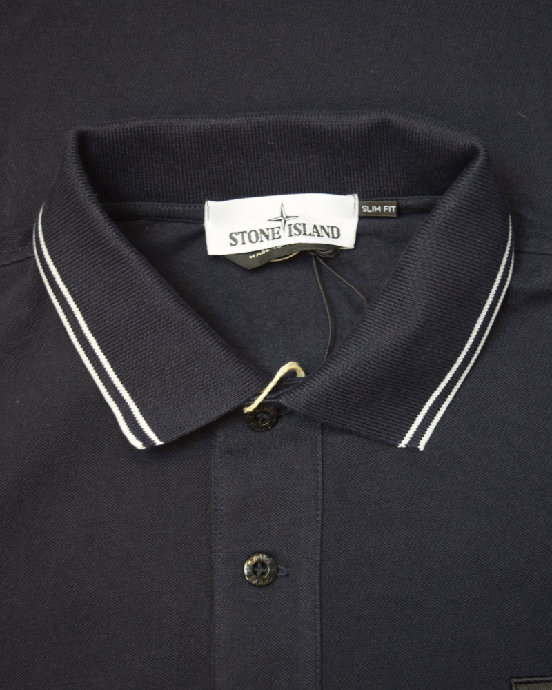 Stone Island Polo Shirt Navy Blue detail view