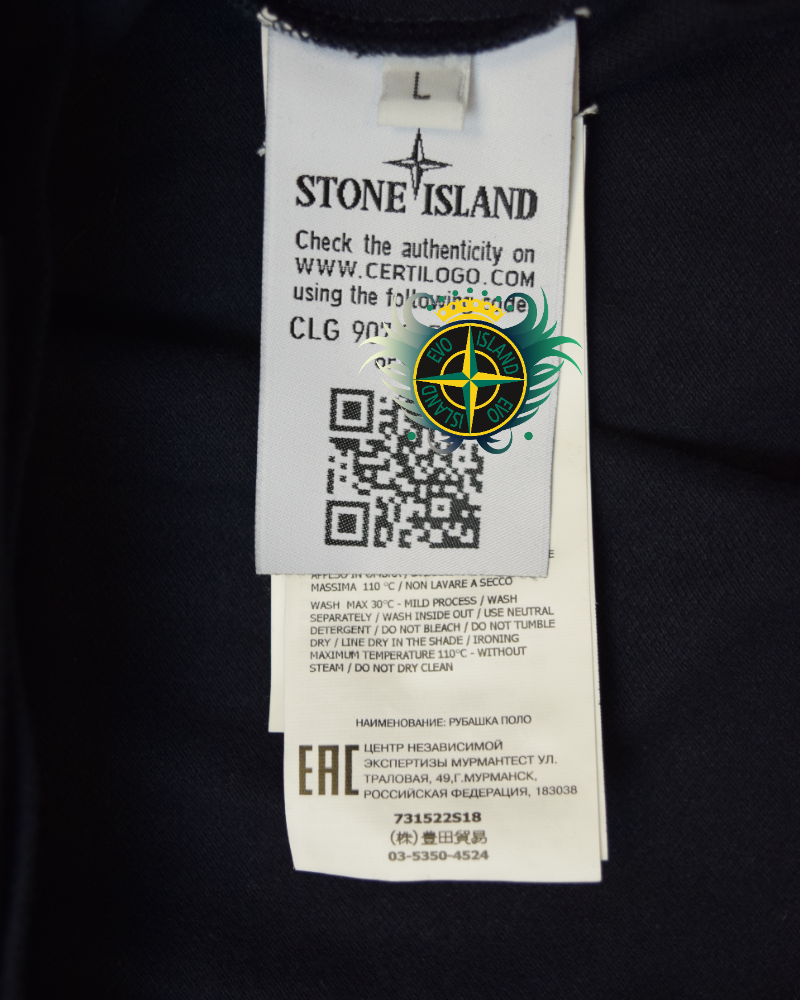 Stone Island Polo Shirt Navy Blue detail view