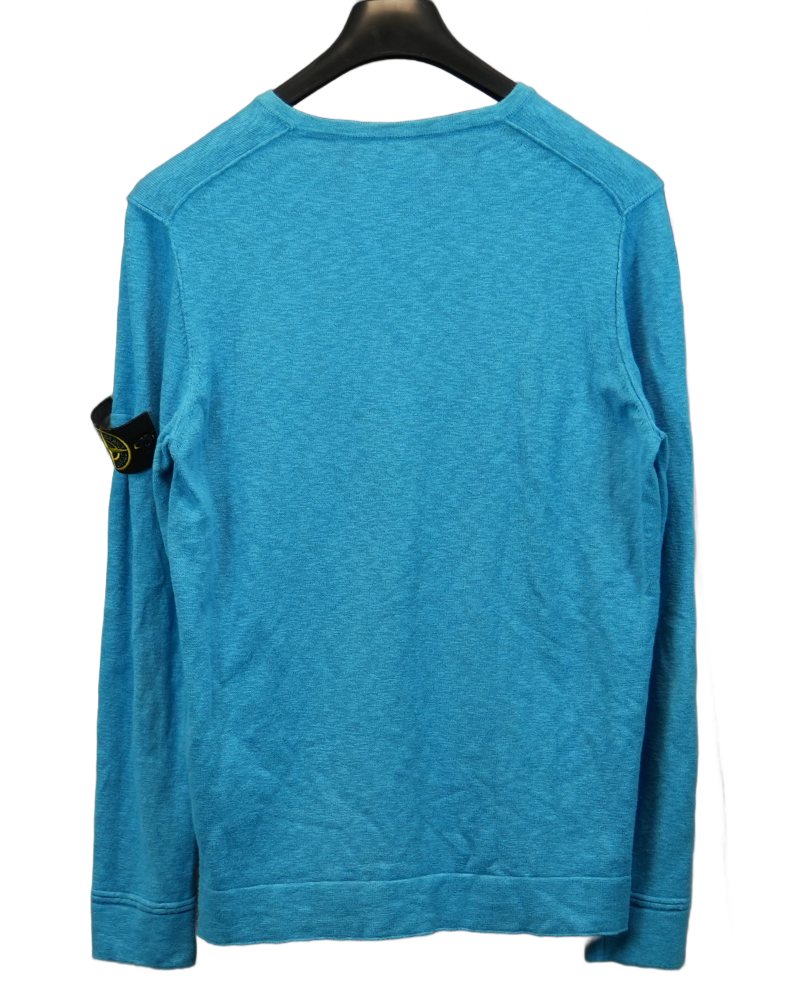 Stone Island V-Neck Crewneck Blue back view