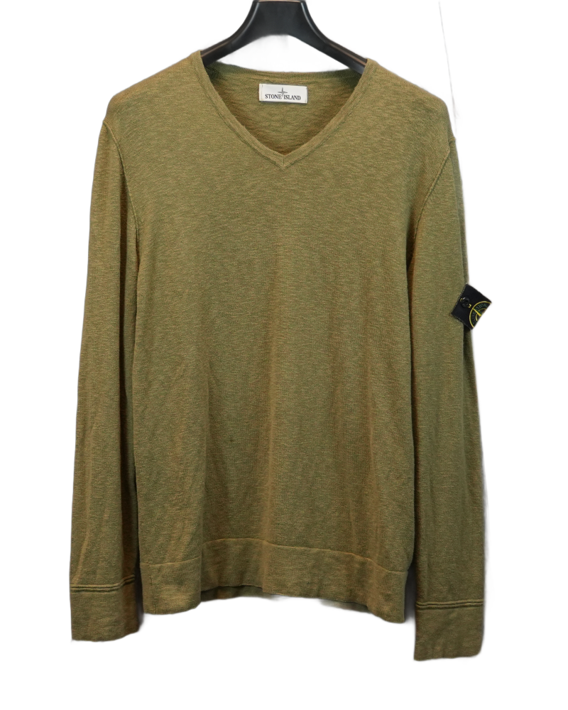 Stone Island V-Neck Crewneck Green front view