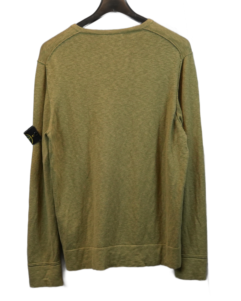 Stone Island V-Neck Crewneck Green back view