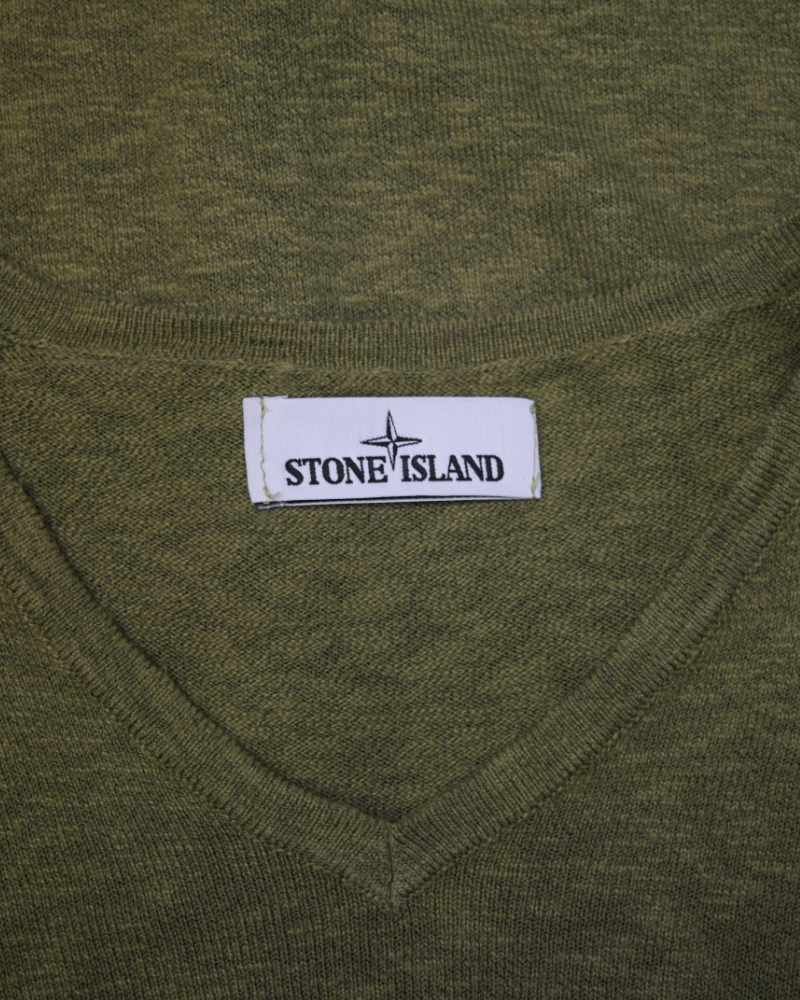 Stone Island V-Neck Crewneck Green detail view