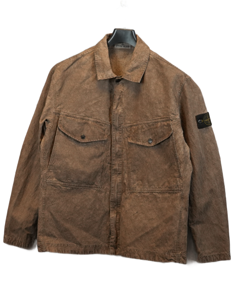 Stone Island Mineral Dyed Corduroy Overshirt Brown front view