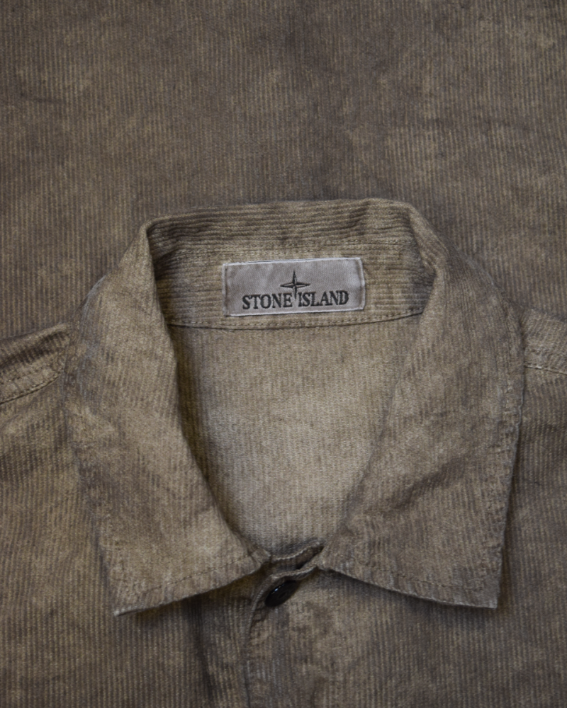 Stone Island Mineral Dyed Corduroy Overshirt Brown detail view