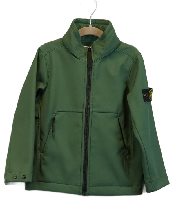 Stone Island Kids Soft Shell Jacket Green front view