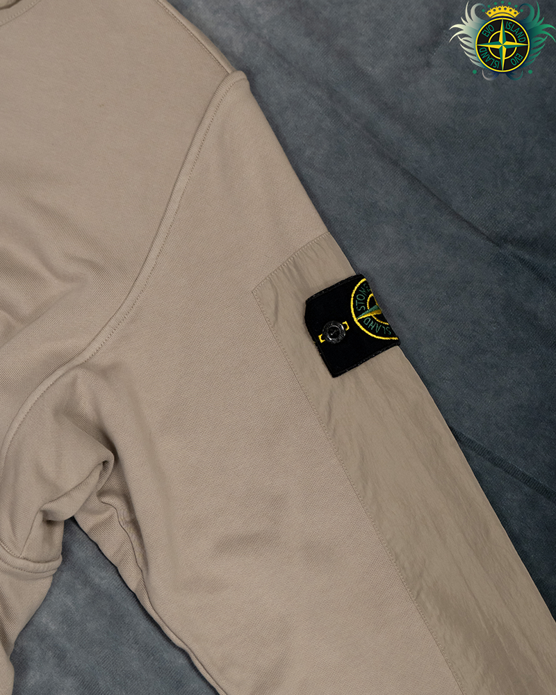 Stone Island Mixed Material Cotton/Nylon Hoodie Dove Grey - S