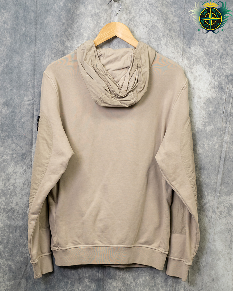 Stone Island Mixed Material Cotton/Nylon Hoodie Dove Grey - S