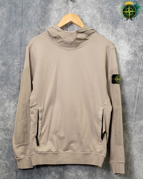 Stone Island Mixed Material Cotton/Nylon Hoodie Dove Grey - S