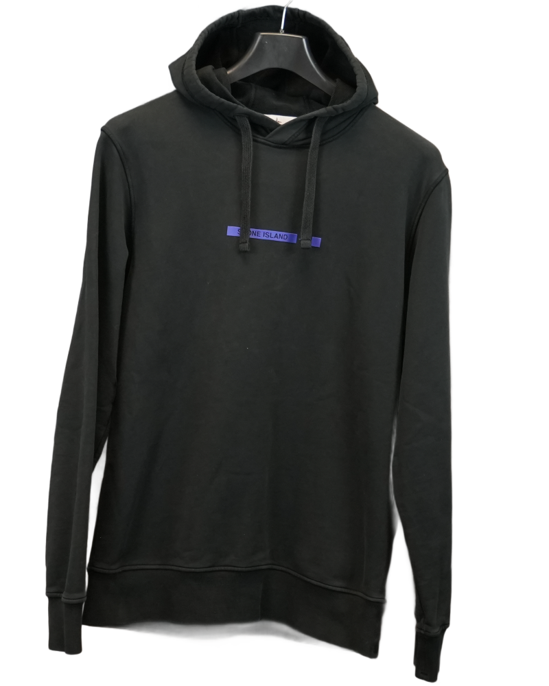 Stone Island Rubber Spellout Hoodie  Black front view
