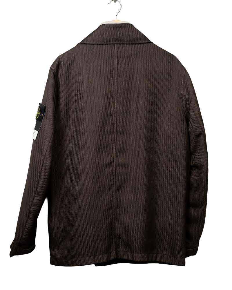 Stone Island Modified Panama 6/3 HT Nylon + Leather Jacket Brown - XL