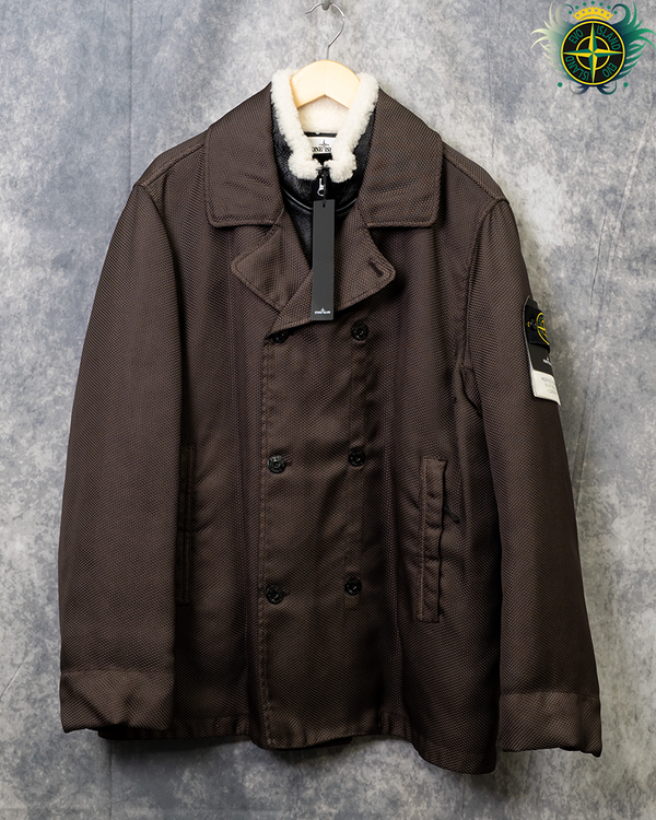 Stone Island Modified Panama 6/3 HT Nylon + Leather Jacket Brown - XL