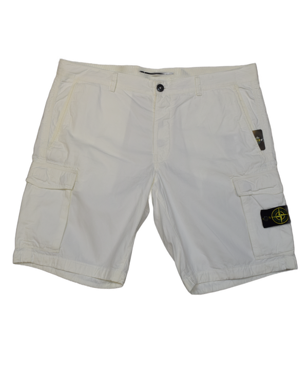 Stone Island Cargo Shorts White front view