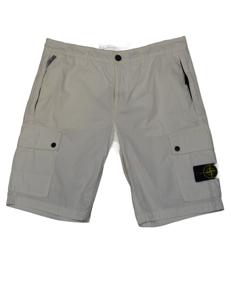 Stone Island Cargo Shorts White front view