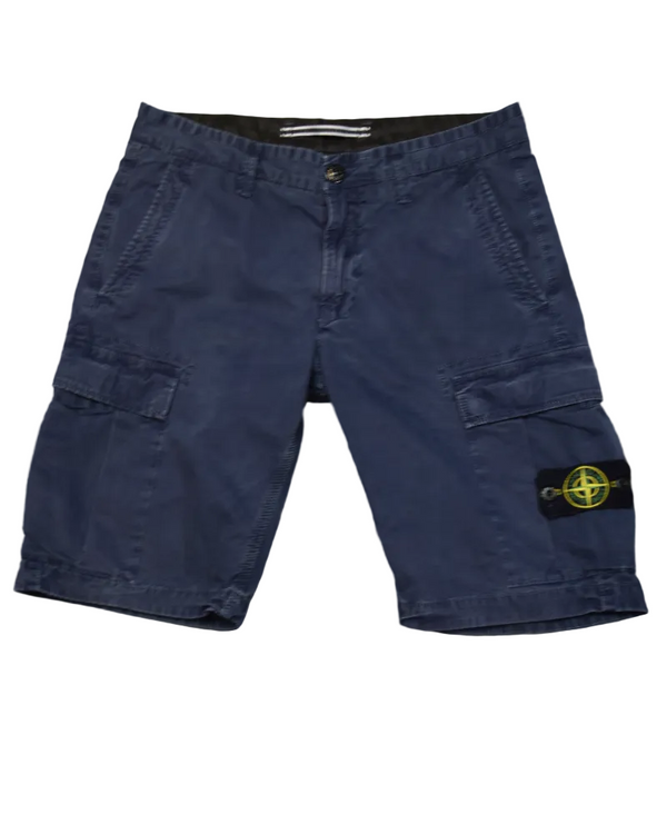 Stone Island Old Treatment Cargo Shorts Blue front view