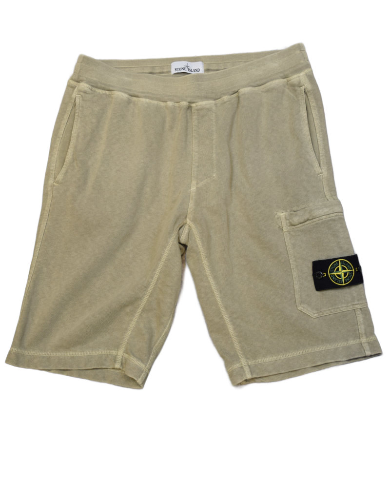 Stone Island Old Treatment Jogger Shorts Khaki front view