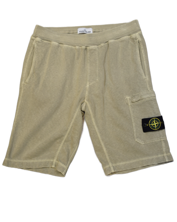 Stone Island Old Treatment Jogger Shorts Khaki front view