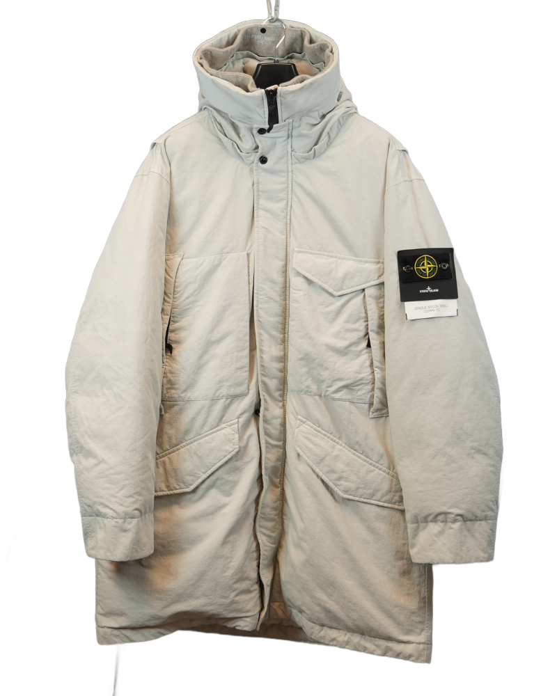 Stone Island Opaque Nylon Twill Down TC Off White front view