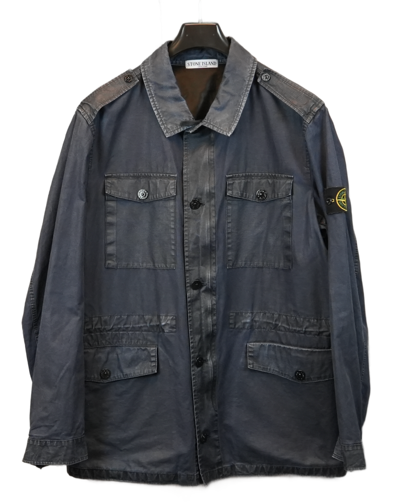 Stone Island RipStop Overshirt Denim Blue front view