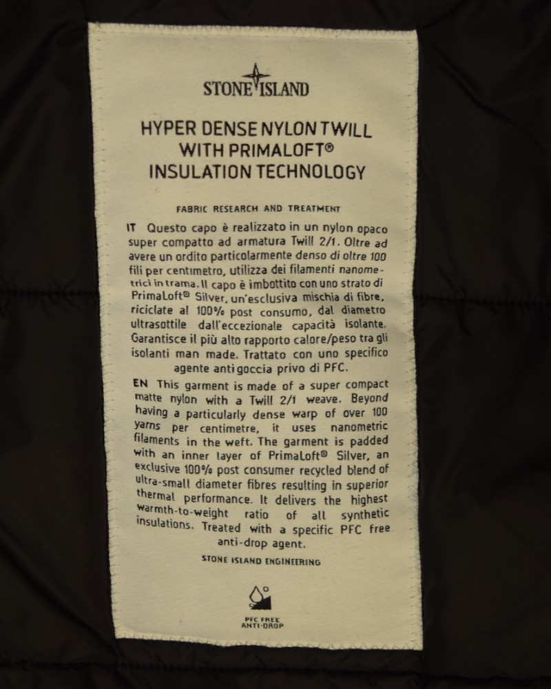 Stone Island Hyper Dense Nylon Twill With Primaloft Insulation Tech Blue detail view