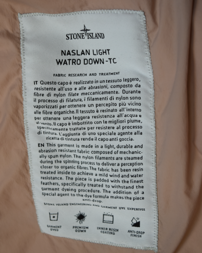 Stone Island Naslan Light Watro Down TC Pink detail view