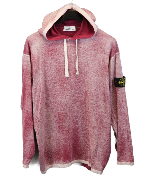 Stone Island Air Brushed Raw Organic Cotton Hooded Sweatshirt Red front view