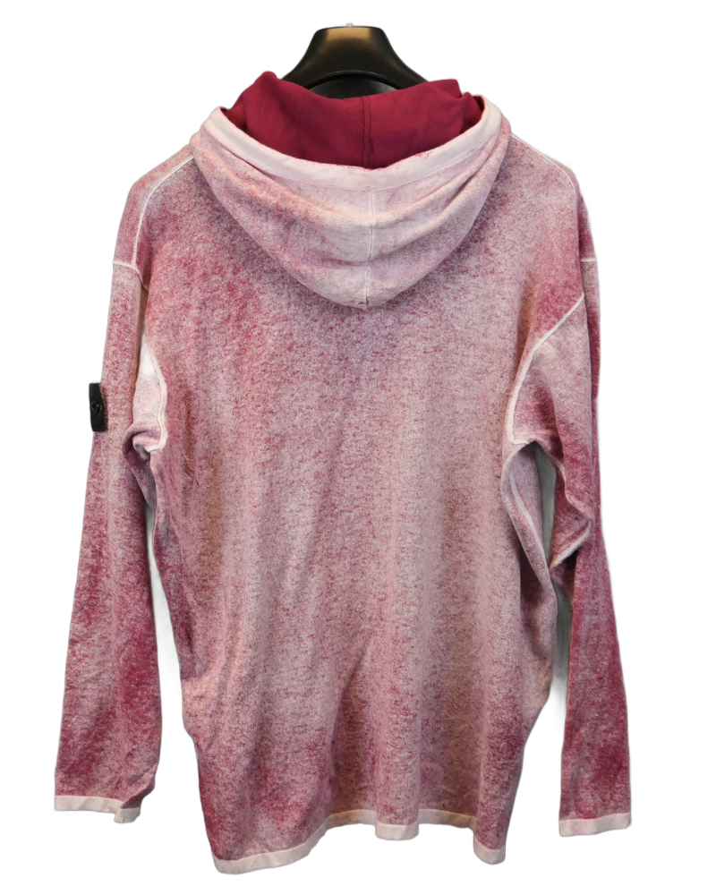 Stone Island Air Brushed Raw Organic Cotton Hooded Sweatshirt Red back view