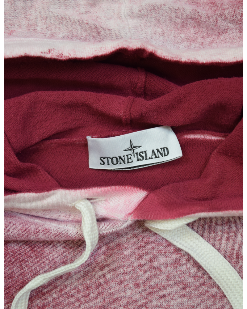 Stone Island Air Brushed Raw Organic Cotton Hooded Sweatshirt Red detail view