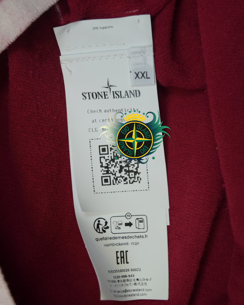 Stone Island Air Brushed Raw Organic Cotton Hooded Sweatshirt Red detail view