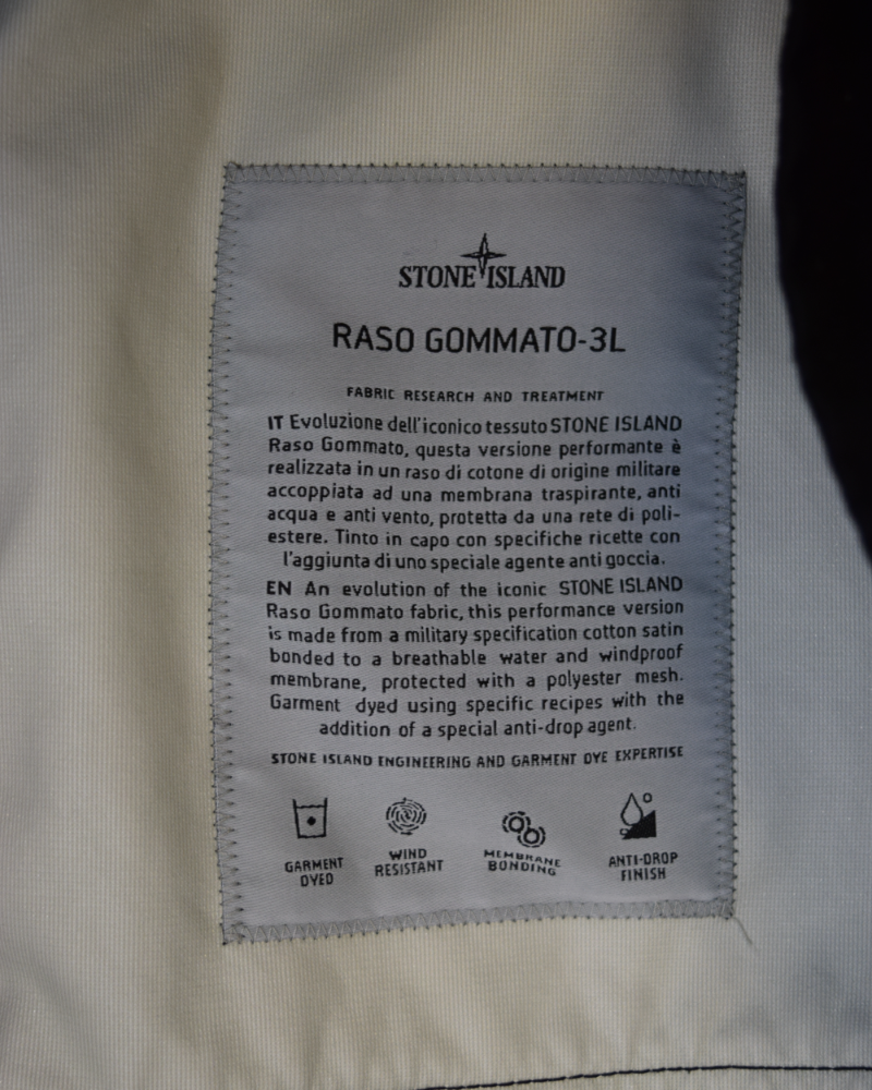 Stone Island Rasso Gommato Jacket Black detail view