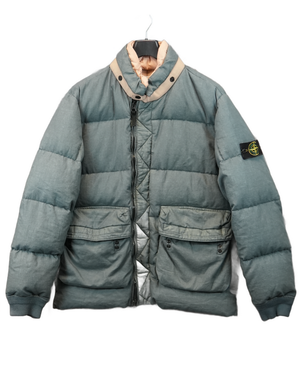 Stone Island Lino Resinato Down TC Jacket Pink/Blue front view