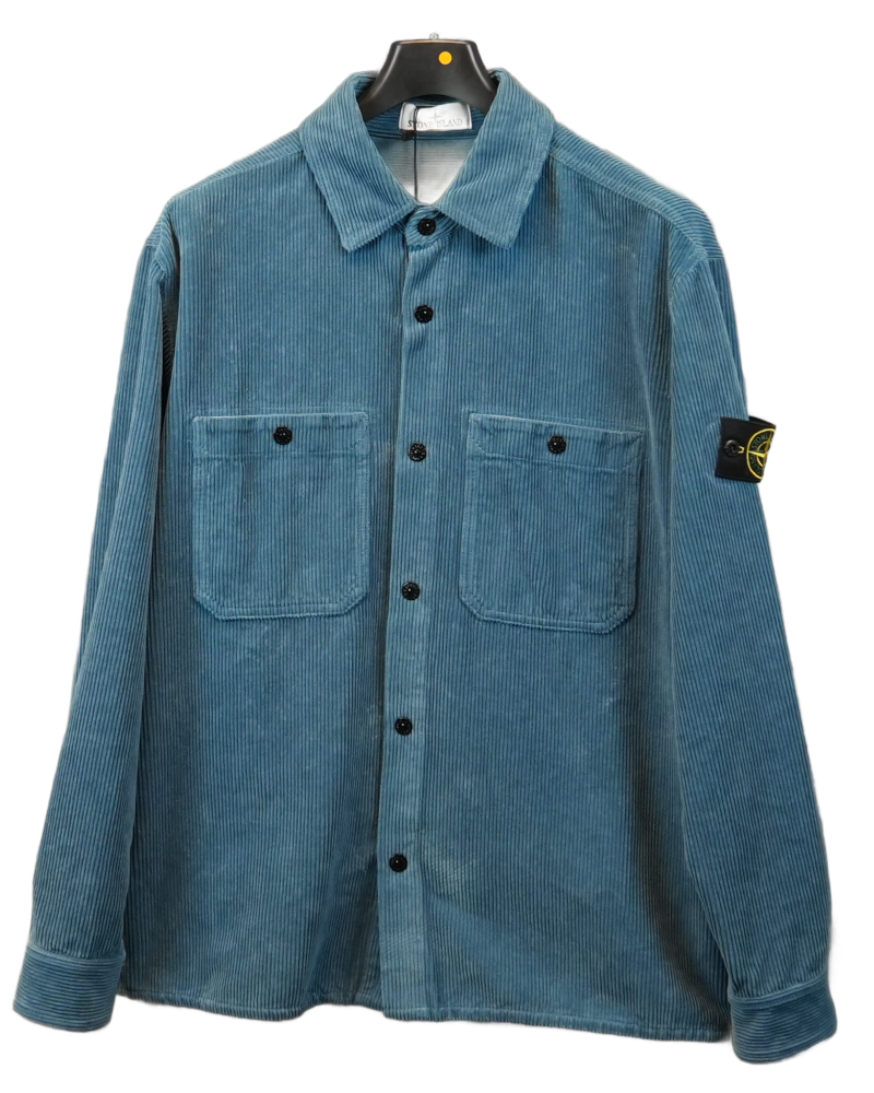Stone Island Corduroy Overshirt Blue front view