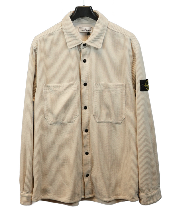 Stone Island Corduroy Overshirt Off White front view