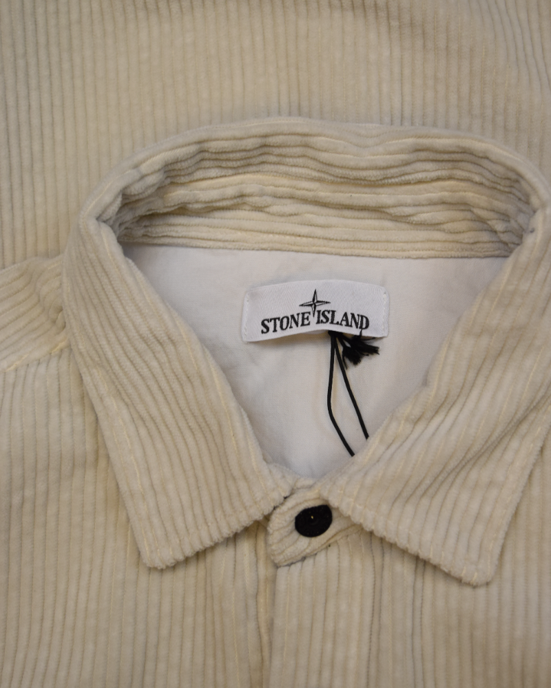 Stone Island Corduroy Overshirt Off White detail view